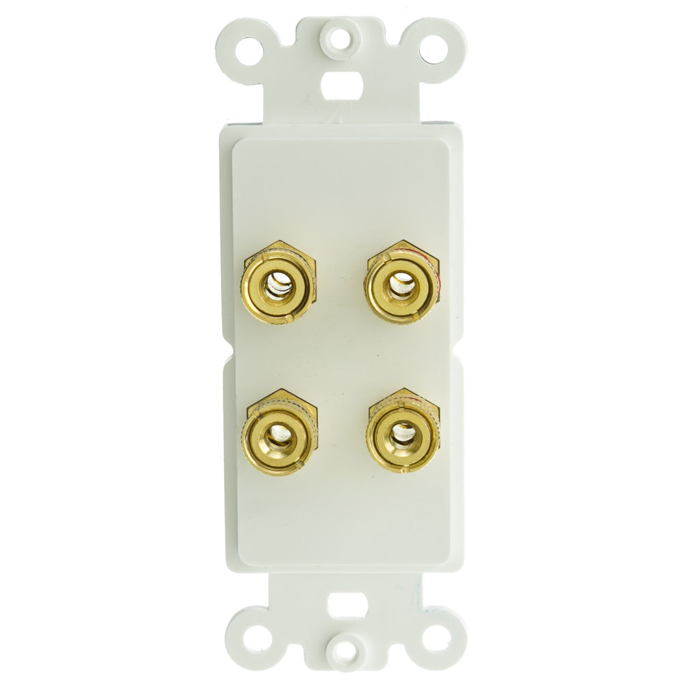 ACCL Decora 4 Banana Plug Binding Posts For 2 Speakers Wall Plate Insert, White