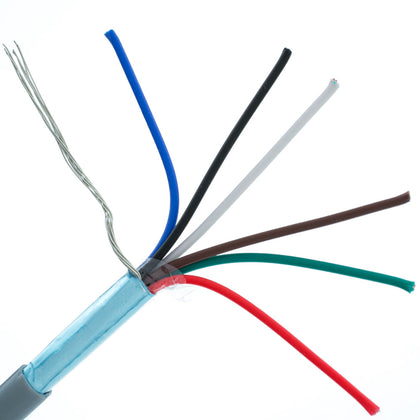 ACCL 18AWG/6 Conductor Shielded Security/Alarm Wire, Stranded, CM / Inwall rated, Spool, Gray, 1000ft