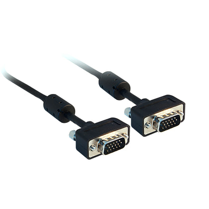 ACCL 50ft Slim SVGA Video Cable with Ferrite Bead, HD15 Male, Coaxial Construction, 32 AWG, Black