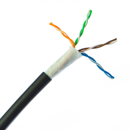 ACCL Direct Burial/Outdoor Cat5e Ethernet Cable, Solid, CMX rated, Waterproof Tape, 24 AWG, Spool, Black, 1000ft