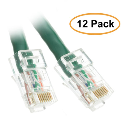 ACCL 1ft Cat6 RJ45 Bootless Ethernet Patch Cable, Green, 12pk