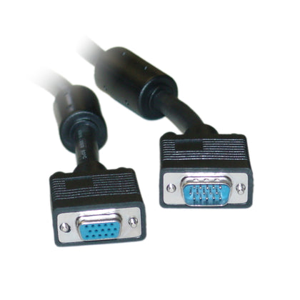 ACCL 3ft HD15 Male to HD15 Female SVGA Extension Cable with Ferrite Bead, Coaxial Construction, Double Shielded, Black