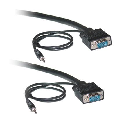 ACCL 75ft HD15 Male to HD15 Male SVGA Cable with 3.5mm Audio, Coaxial Construction, Double Shielded, Black