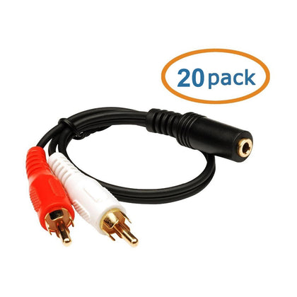 ACCL 6 Inch 3.5mm Stereo Male to 2 RCA Male Cable, Gold-Plated (Red & White)
