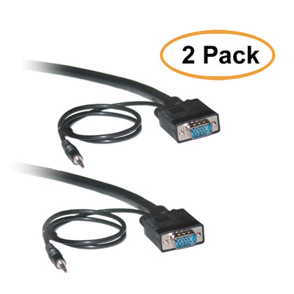 ACCL 75ft HD15 Male to HD15 Male SVGA Cable with 3.5mm Audio, Coaxial Construction, Double Shielded, Black