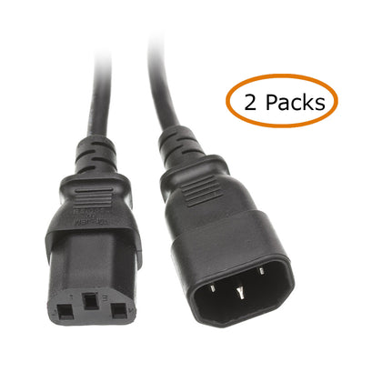 ACCL 6 Feet C13 to C14 Power Extension Cord, Black, 10 Amp for Computer & Monitor