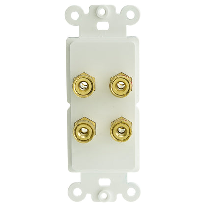 ACCL Decora 4 Banana Plug Binding Posts For 2 Speakers Wall Plate Insert, White