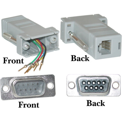 ACCL DB9 Male to RJ12 Jack Modular Adapter, Gray