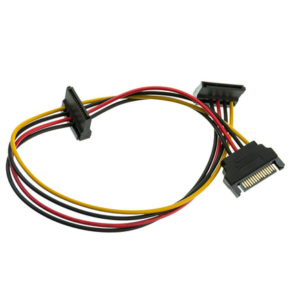 ACCL 14in Serial ATA Male to Dual Serial ATA Female, 15 Pin SATA Power Y Cable