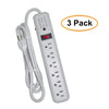 ACCL 6ft Power Cable with 6 Vertical Outlets Surge Protector, 3 MOV, 540 Joules, EMI/RFI, Gray