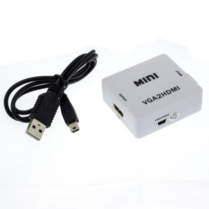 ACCL VGA to HDMI Mini Converter Supports 1920x1080 60Hz, White, 1pk