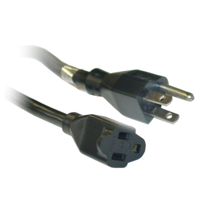 ACCL 15ft NEMA 5-15P to NEMA 5-15R Power Extension Cable, SJT, 14 AWG, 3 Conductor, 15 Amp, Black